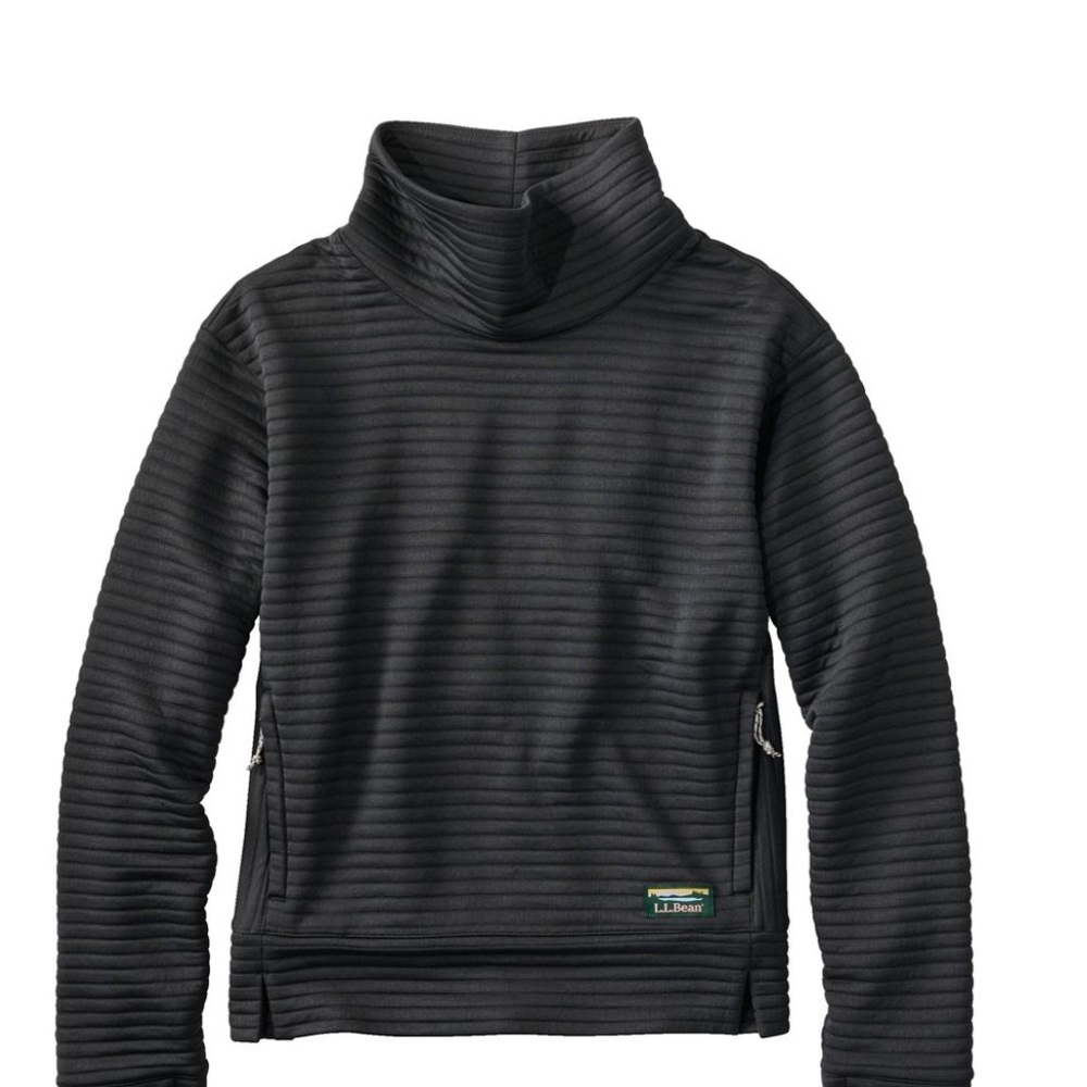 NWT $79 L.L. Bean Women's Airlight Pullover, Funnel neck BLACK Large